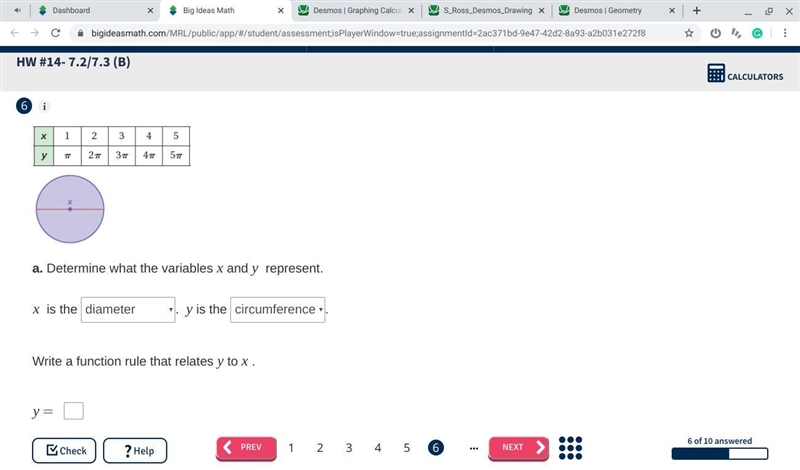 Write a function rule that relates y to x-example-1