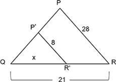 If ΔP′QR′ is a dilated image of ΔPQR, find the scale factor (k) and then find the-example-1