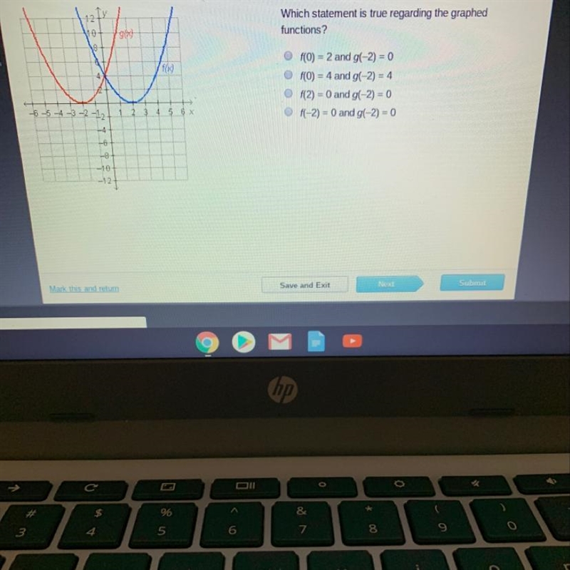 Which statement is true regarding the graphed functions?-example-1