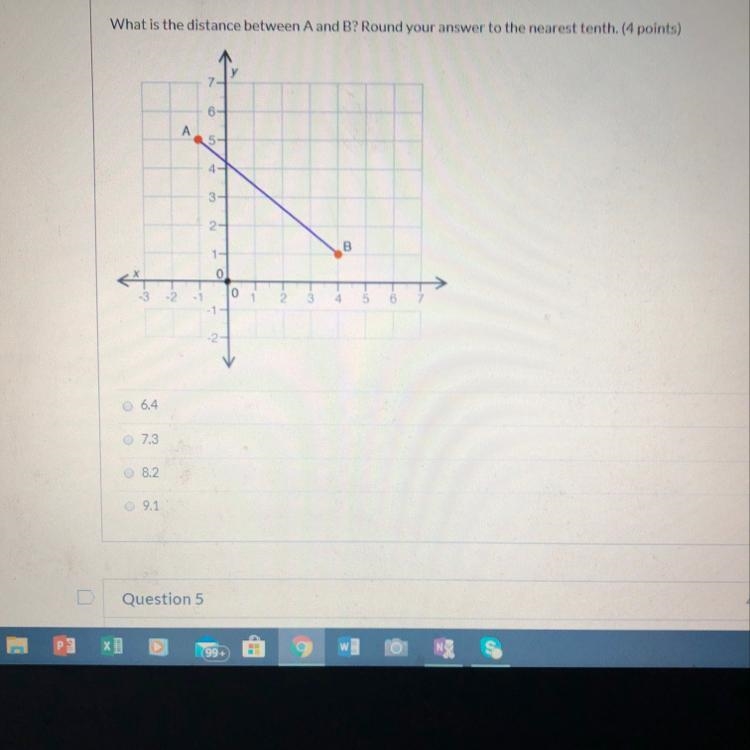 What is the distance between A and B? Round your answer to the nearest tenth.-example-1