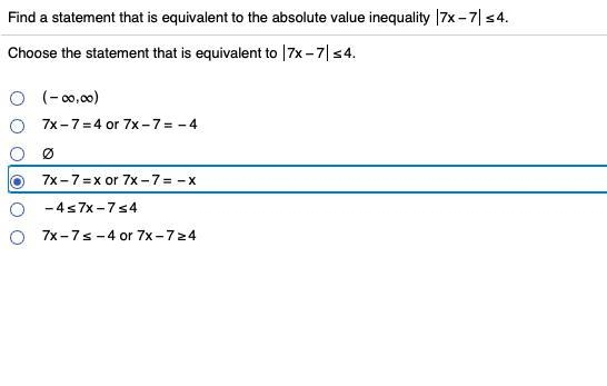 Find a statement that is equivalent to the absolute value inequality-example-1