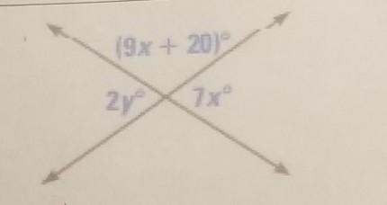 Algebra applications: find the value of x and y ​-example-1