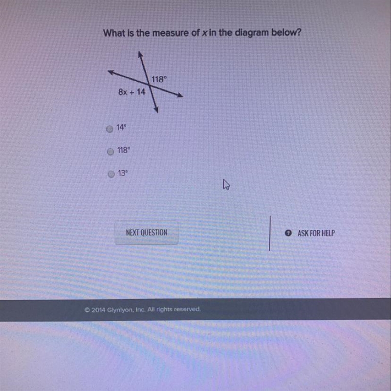 What is the measure of x in the diagram below?-example-1