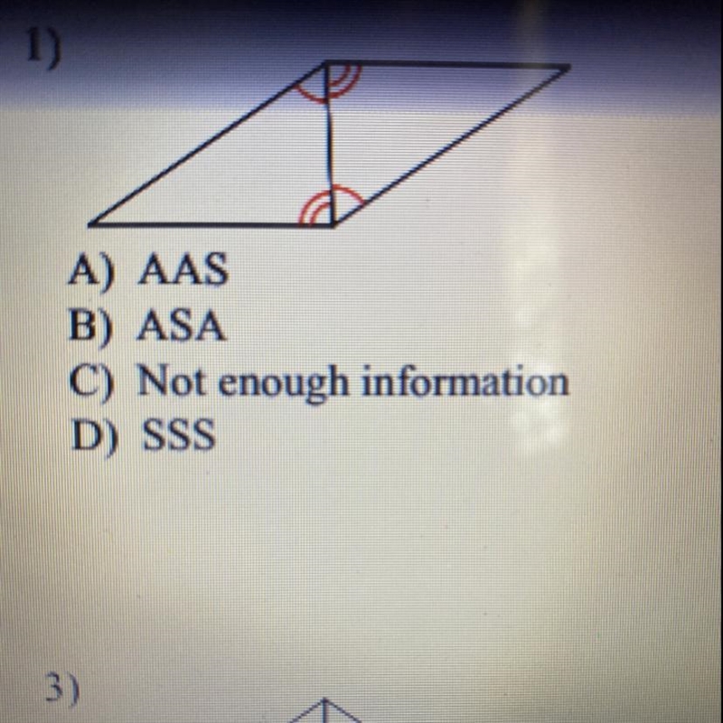 A) AAS B) ASA C) Not enough information D) SSS-example-1