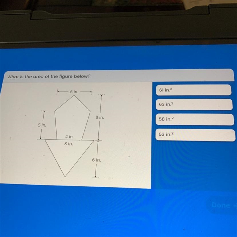 What is the area of the figure below ?-example-1