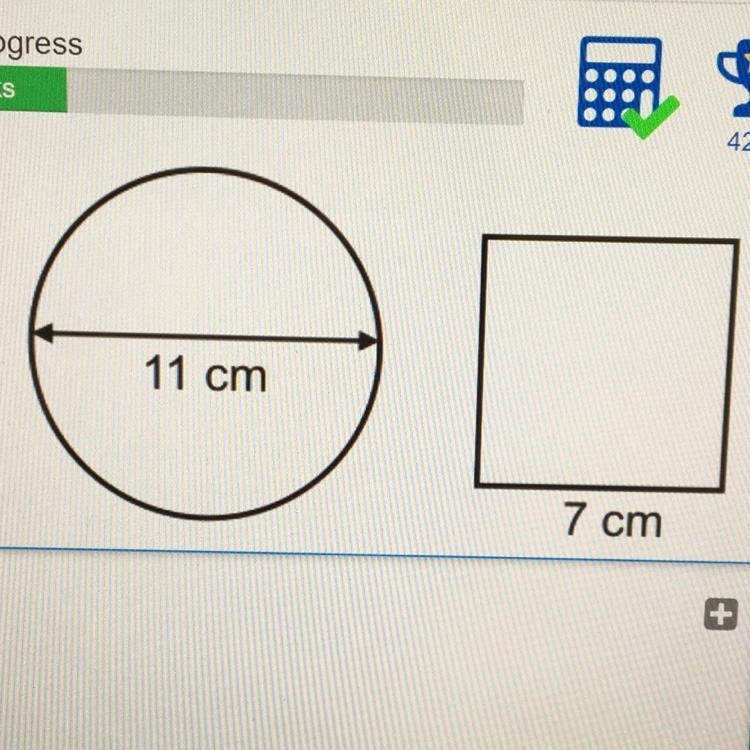 A circle has diameter of 11cm A square has side length of 7cm Use pythagoras’ Theorem-example-1