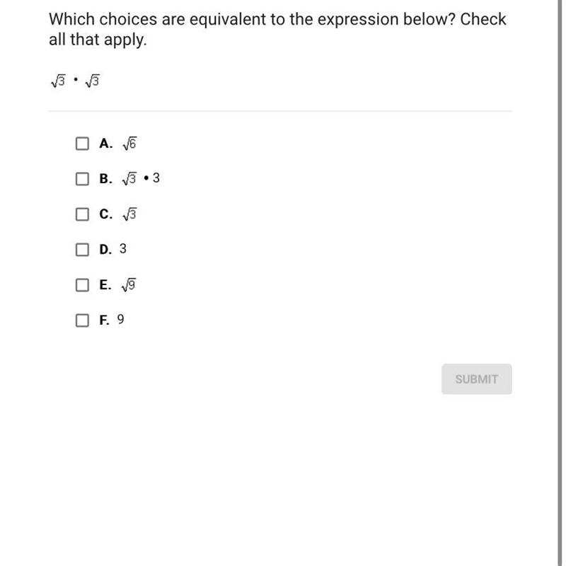 Which choices are equivalent to the expression below? Check all that apply-example-1