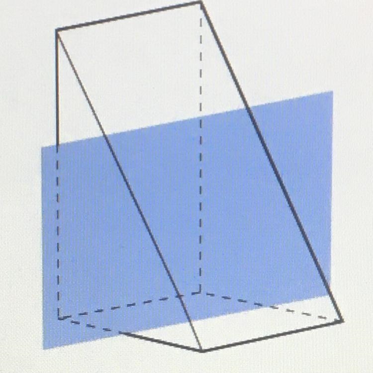 The plane is vertical. What best describes the shape of the cross section?-example-1