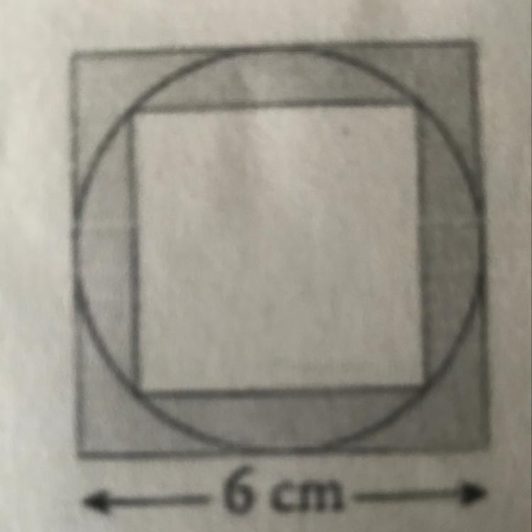 Calcula el área de la zona comprendida entre los dos cuadrados.-example-1