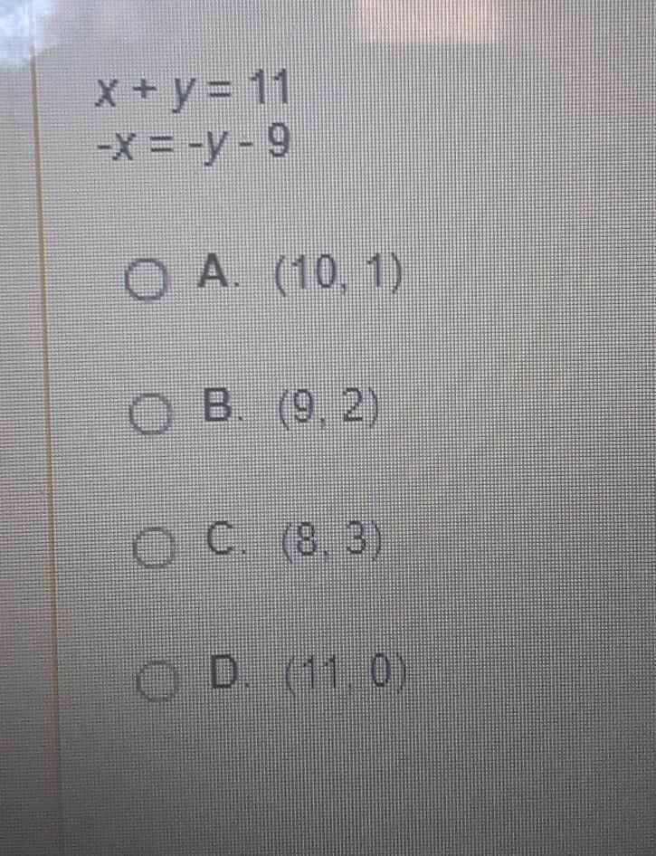 Use the substitution method to solve the system of equations. Choose the correct ordered-example-1