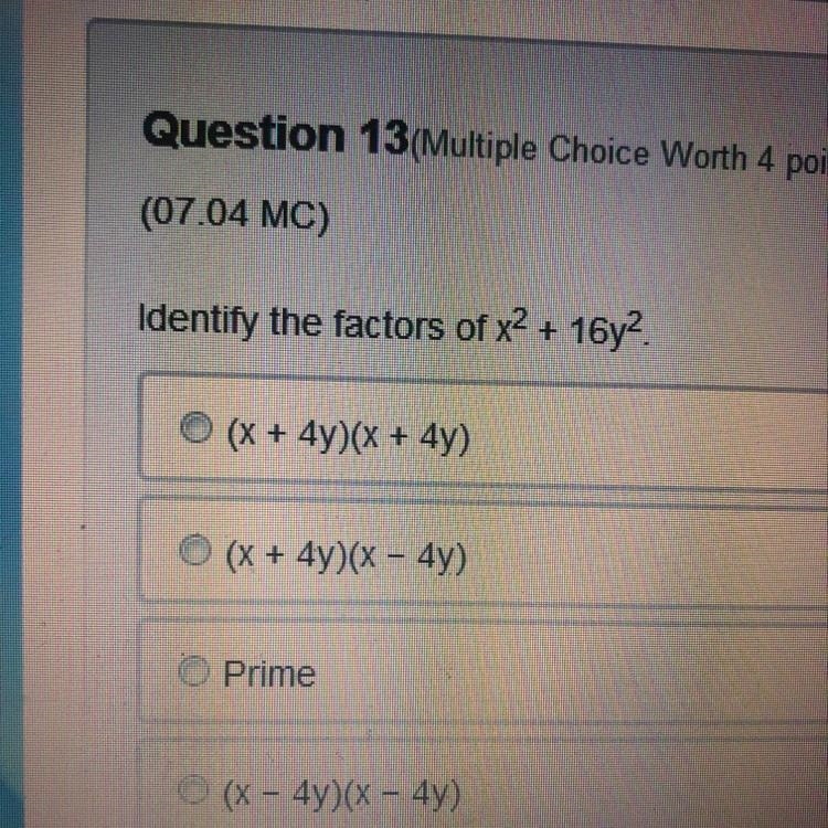 Identify the factors of x^2+16y^2-example-1