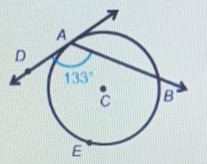 Please help! What is the measure of AB? A) 75 B) 94 C) 50 D) 57-example-1