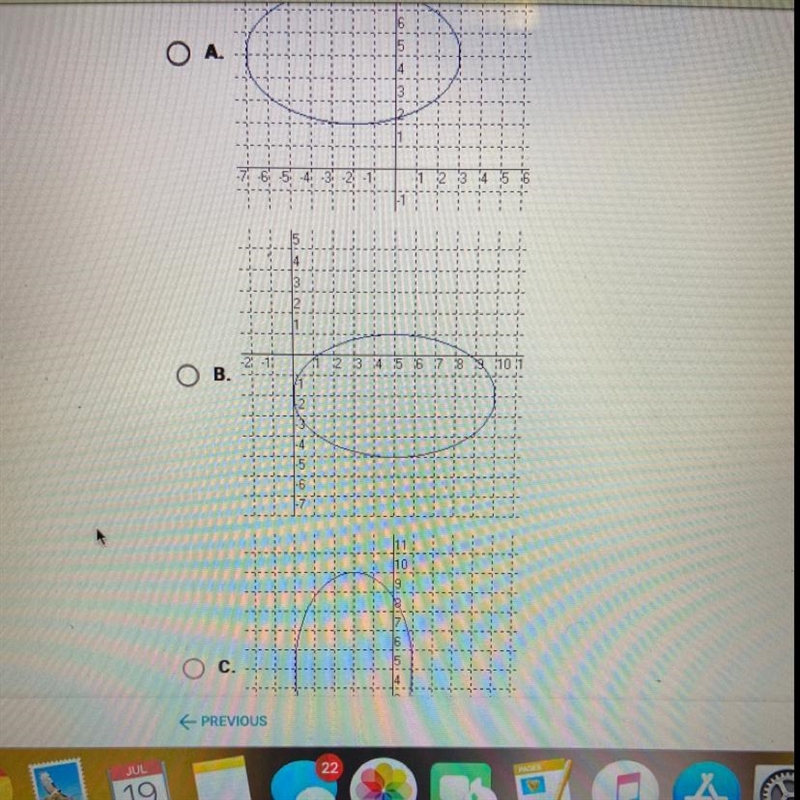 Which of the following is the graph the ellipse shown below? (x-5)^2/9 +(y+2)^2/25=1-example-1