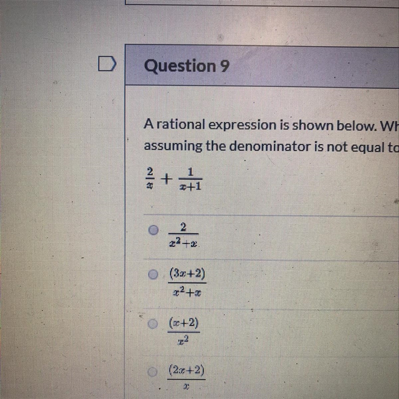 Which of the following shows the correct simplification assuming the denominator is-example-1