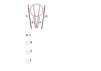 X = A. 3 B. 7 C. 1 (Special Segments)-example-1