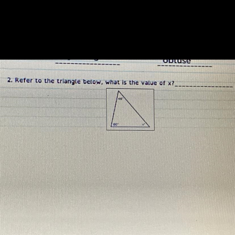 Refer to the triangle below what is the volume of X. 45° 60°-example-1