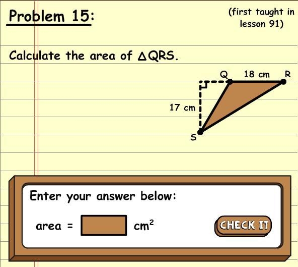 Calculate the area of QRS-example-1