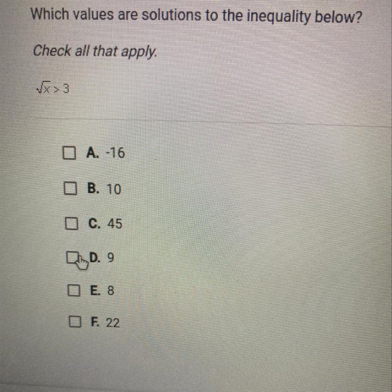 What values are solutions to the inequality-example-1