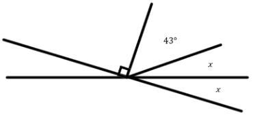 Find the value of x? 23.5° 43° 47° 86°-example-1