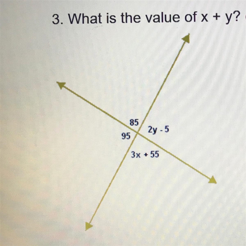 3. What is the value of x + y?-example-1