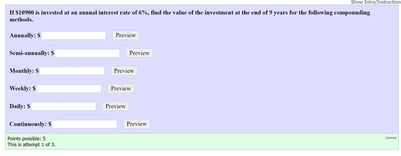 If $10900 is invested at an annual interest rate of 6%, find the value of the investment-example-1