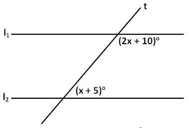 In the diagram given below, lines I1 and l2 are parallel and t is a transversal. Find-example-1