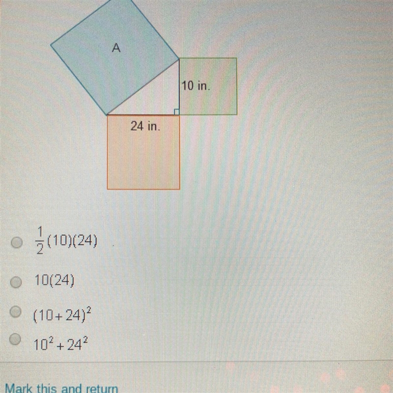 Which expression is equivalent to the area of square A,in square inches-example-1