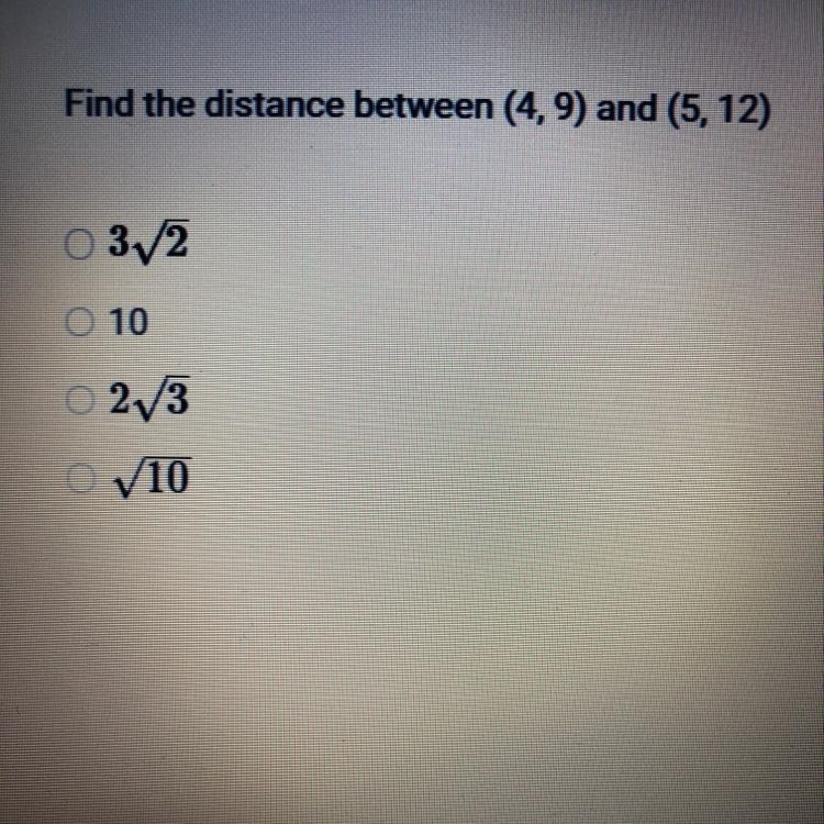 Find the distance between (4.9) and (5, 12)-example-1