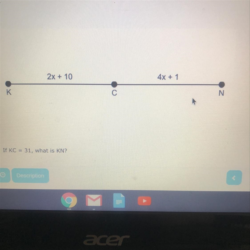 If KC = 31, what is KN?-example-1