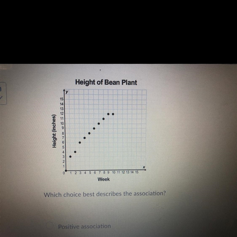 Which choice best describes the association? positive association no association negative-example-1