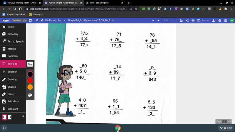 Addition problems put the number by which one you answer please-example-1