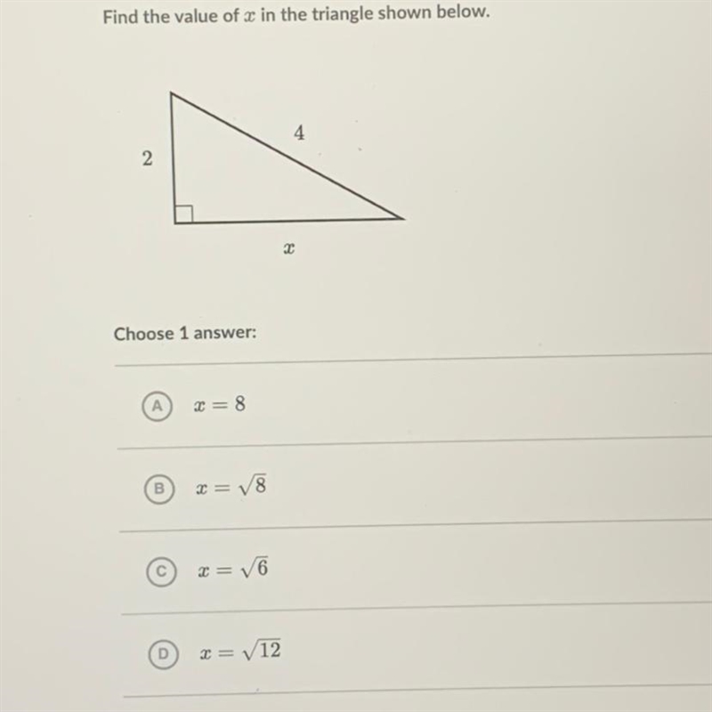 Find the value of X in the triangle shown below-example-1