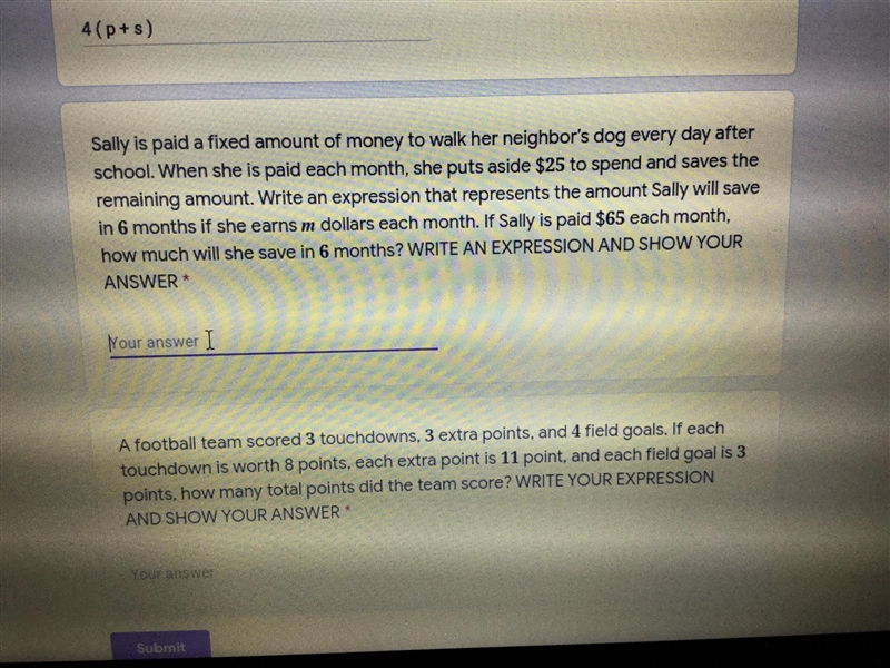 Sally is paid a fixed amount of money to walk her neighbor’s dog every day after school-example-1