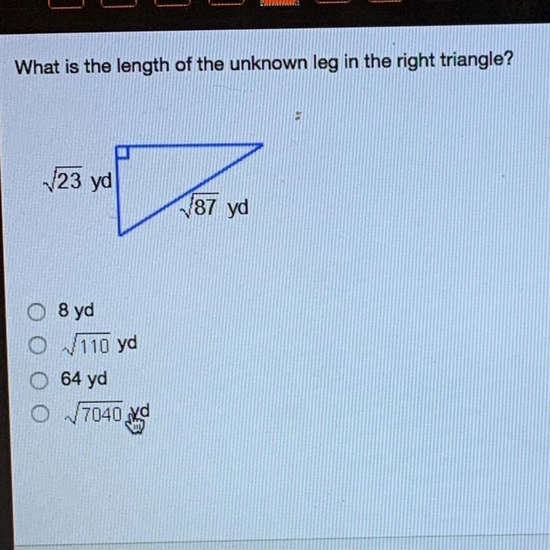 What is the length of unknown leg-example-1