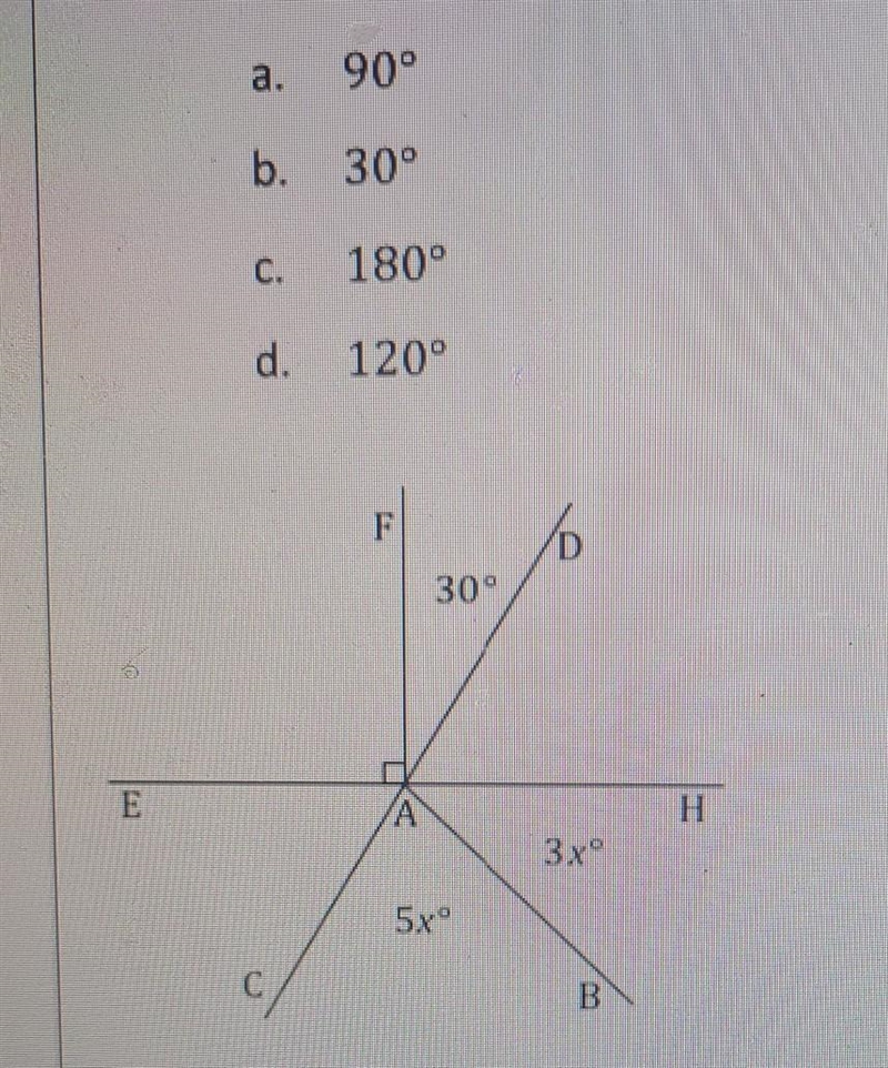 What is the measure of angle ZEAD ? a.90 b.30 c.180 d. 120​-example-1