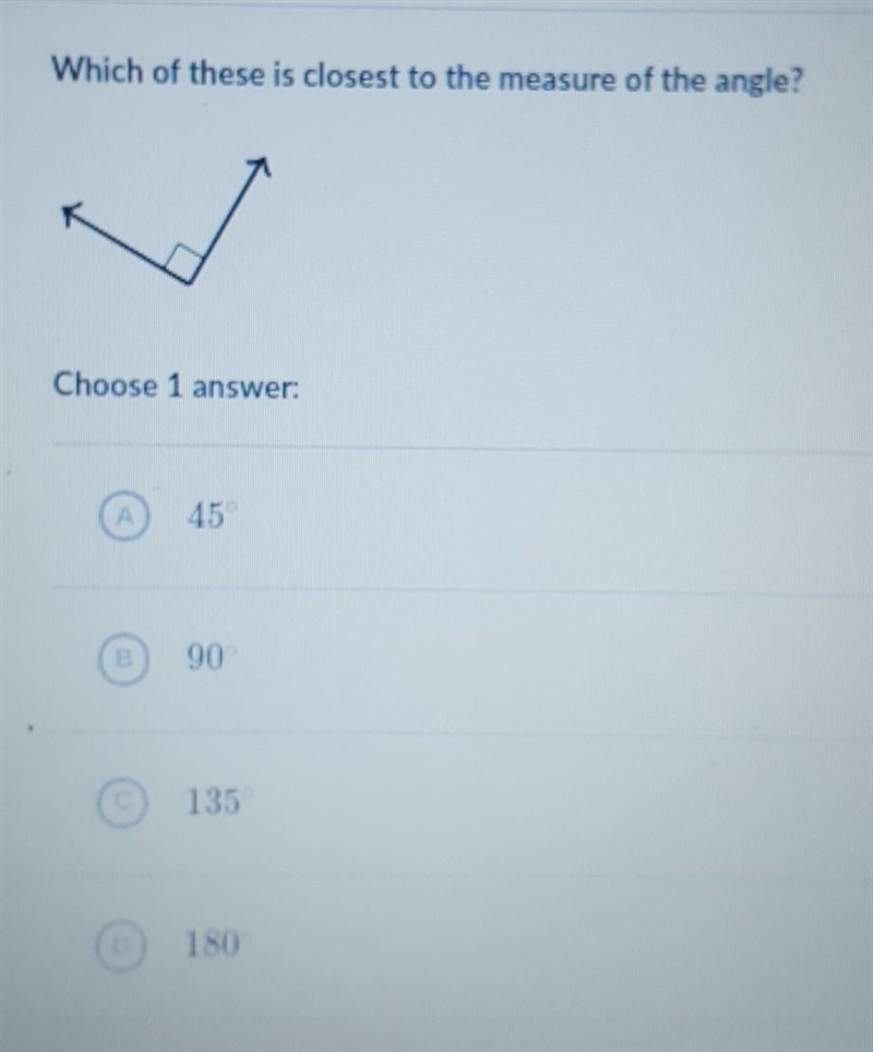 Which of these is closest to the measure of the angle ​-example-1