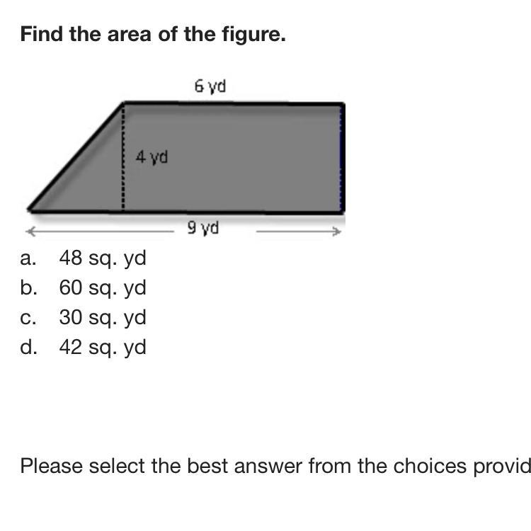 Find the area of the figure. A rectangle topped by a triangle. The rectangle has length-example-1