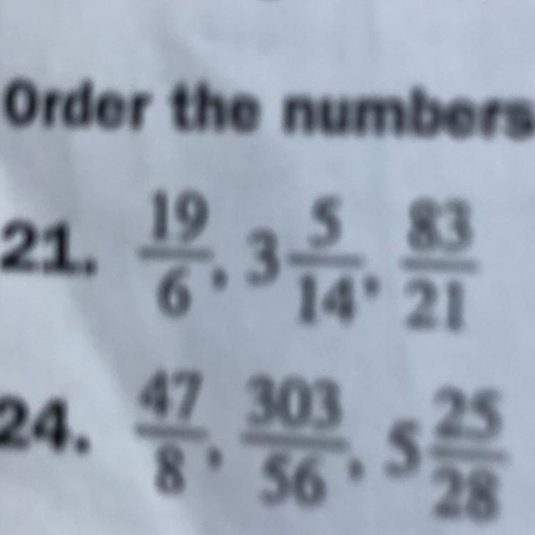 What is the order on these fractions from least to greatest-example-1