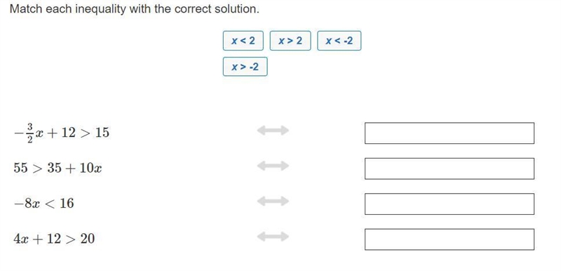 Match each inequality with the correct solution.-example-1