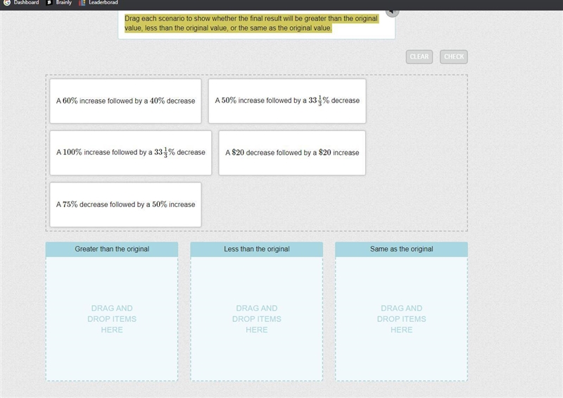 Drag each scenario to show whether the final result will be greater than the original-example-1