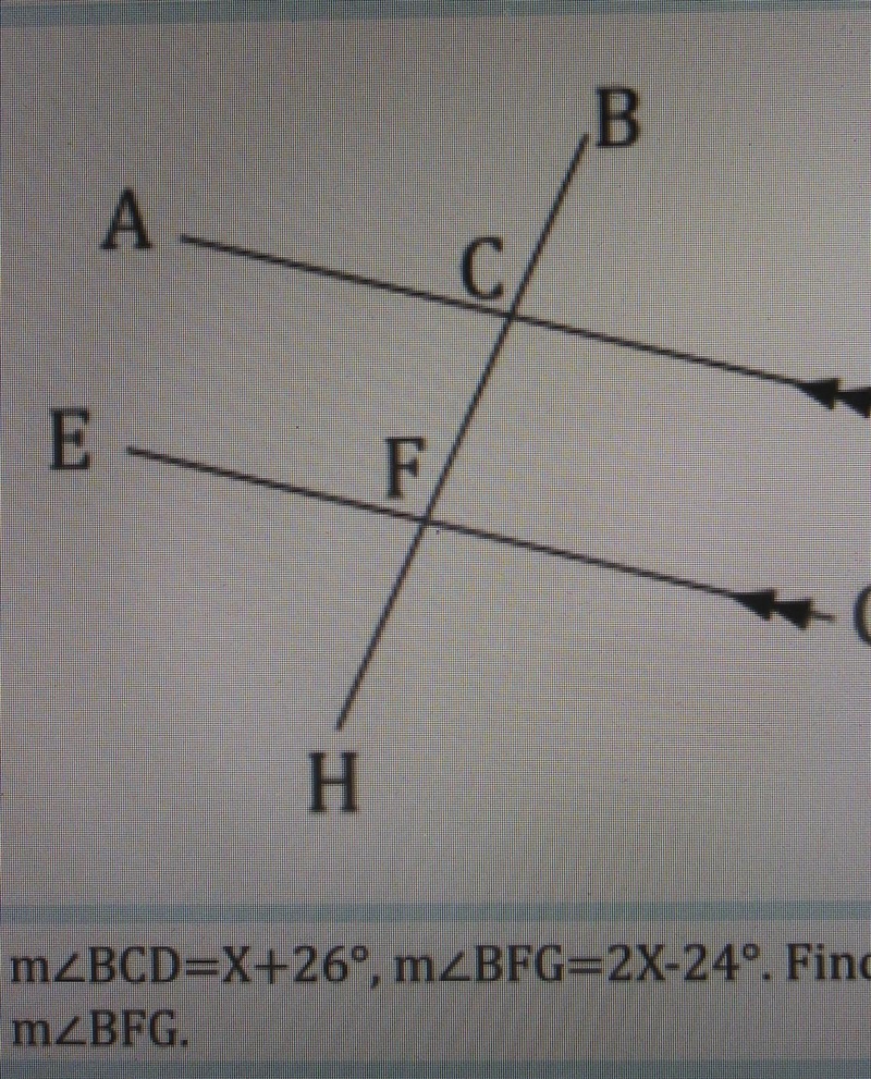 Hint: Find the value of x first, then subsitute the answer into 2x- 24. The measure-example-1