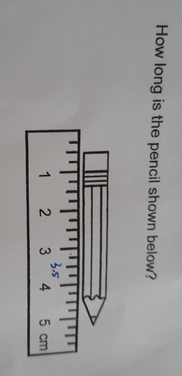 19. How long is the pencil shown below? 3.5 1 2 3 4 5 cm​-example-1