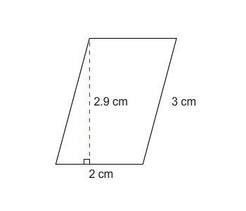 What is the area of this parallelogram? A. 2.9 cm2 B. 5.8 cm2 C. 8.7 cm2 D. 6.0 cm-example-1