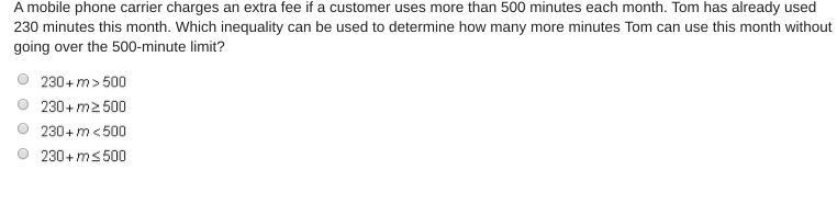 A mobile phone carrier charges an extra fee if a customer uses more than 500 minutes-example-1