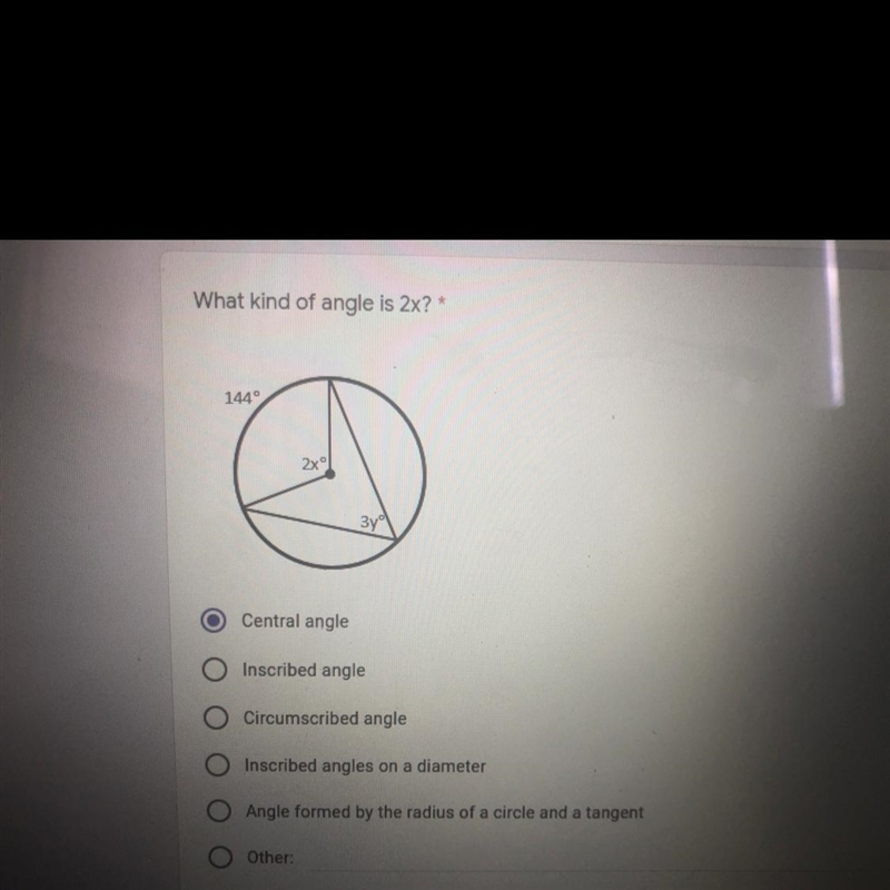 What kind of angle is 2X?-example-1