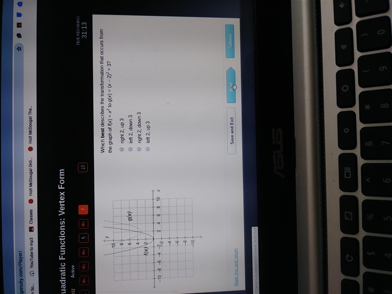 Which best describes the transformation that occurs from the graph-example-1