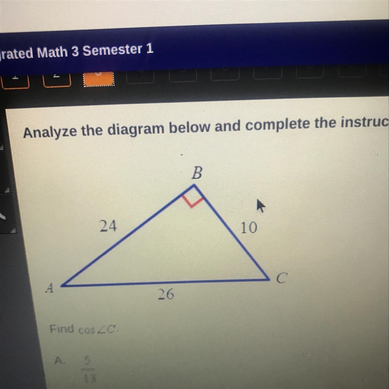 Analyze the diagram and complete the instructions that follow find cos C-example-1