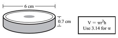 Jenna has 20 discs. The figure below shows the dimensions of each disc. Jenna plans-example-1