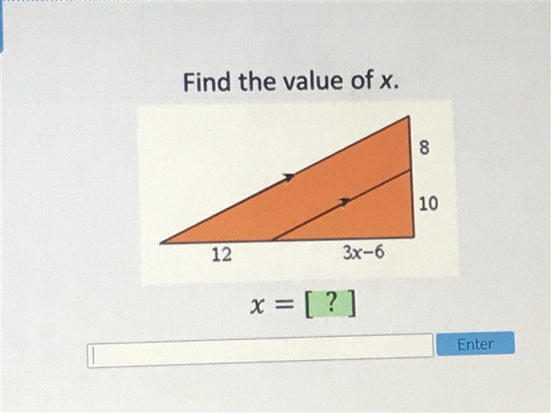 Find the value of x. 3x-6-example-1