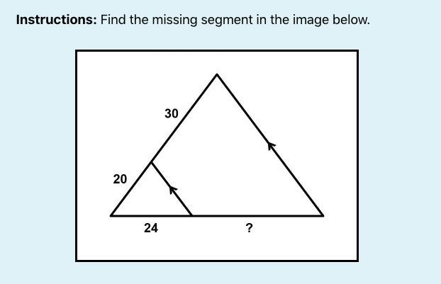 Trying to find the missing segment to the triangle in the attached image.-example-1